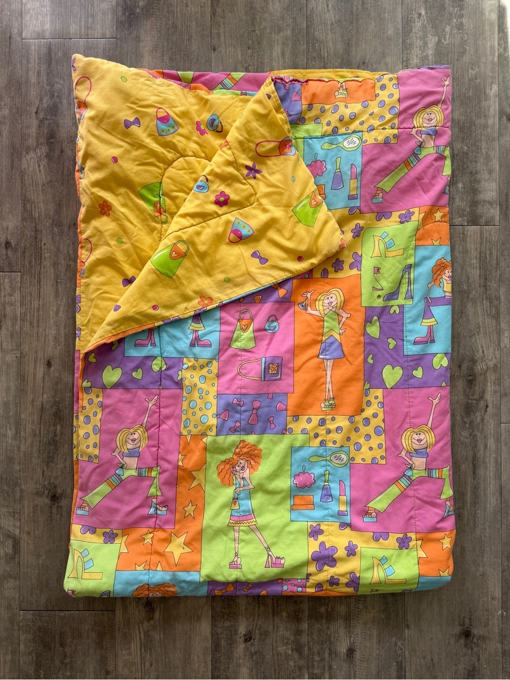 Vintage Y2K Twin Comforter Girls Fashion Print 2000s Kidcore McBling Whimsical